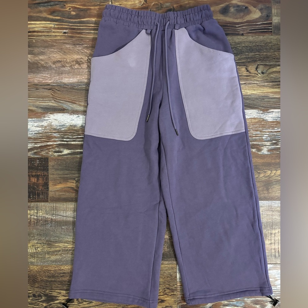 Women’s Trendy Oversized Sweatpants Purple With Pockets Size Small